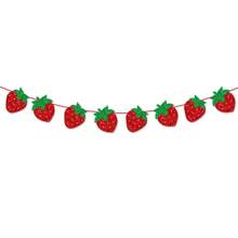 New Strawberry Theme Birthday Party Decoration Set, Happy Birthday Bunting Flag, Strawberry Birthday Home Decor, Room Background Decor, DIY Kit