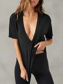 UNCLECAT Womens Deep V-Neck T Shirts Sexy Short Sleeve Tops Summer Oversized Tee Halloween Christmas New Year - màu nâu - Xem 11