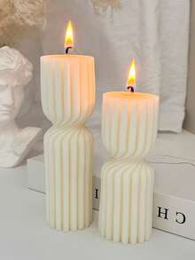 1 件创意北欧简约条纹香薰蜡烛，手工纯色几何圆柱形柱状蜡烛，蜡烛礼品，大豆蜡烛，蜡烛套装，生日蜡烛，烛台，朋友礼物，女士礼物，家居装饰，冬季礼物，礼品装饰，可爱蜡烛，香薰蜡烛