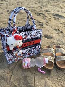 1 件 Sanrio Hello Kitty 合作卡通手提包，复古撞色单肩包，大容量手提包，校园、与朋友聚会、日常购物、返校季的理想礼物 - 彩色 - 查看 3