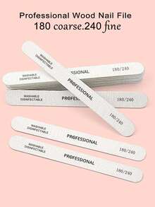 50支装专业直柄木质指甲锉，180/240目，薄型指甲护理砂纸，一次性使用，经济实惠，美甲用品，美甲工具，美甲艺术工具，返校季，指甲，美甲工具（适用于贴片式美甲） - 淺灰色 - 查看 3