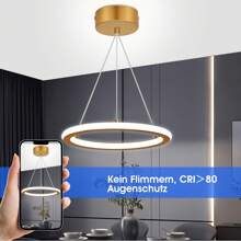 OYAJIA Moderne LED Pendelleuchte Esstisch 16.5W, Hängelampe in Gold ,Warmweiß Kaltweiß 3000K-6000K, Linear Design Pendellampe, Höhenverstellbar Pendelleuchten für Esszimmer, Wohnzimmer