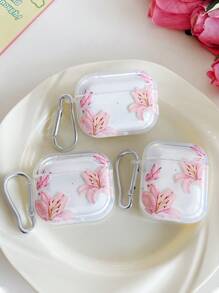 1pc Lily Flower, Butterfly Transparent Earbud Cases Set With 1pc Earbud Holder Clip. Compatible With AirPods Pro (2nd Gen), AirPods 3, AirPods Pro, AirPods 1/2, AirPods 4, And Headphones