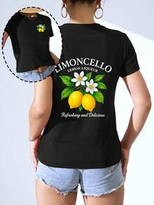 Customized Women's T-Shirt - Add Your Text And Photos (Landscape/Badge/Couple/Family/Selfie/Pet), Printable Front And Back, Suitable For Summer Travel, Gift For Girlfriend, Customized Women's T-Shirt, Women's Top, Fashion, Casual, Minimalist, Personalized, Unique, Men's Apparel, Capsule Wardrobe - Black - View 3