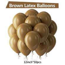 棕色乳胶派对气球 - 5/10/12/18 英寸，10/30/50/70/90 个圆形氦气球，适用于生日、婴儿派对、婚礼、毕业典礼、周年纪念派对装饰、丛林探险动物主题派对 - 棕色 - 查看 18