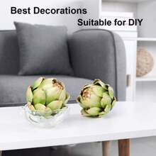 6 Pcs Large Green Artificial Artichokes Fake Vegetables And Fruits For Summer Kitchen Wedding Bowl And Vase Decorations