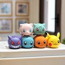pokemon 6pcs Cartoon Mini Anime Character Desktop Decor, Desktop Decorative Doll, Anime Collection Model, Figurine Collection, Model Doll, Suitable As Birthday Gift, Holiday Gift