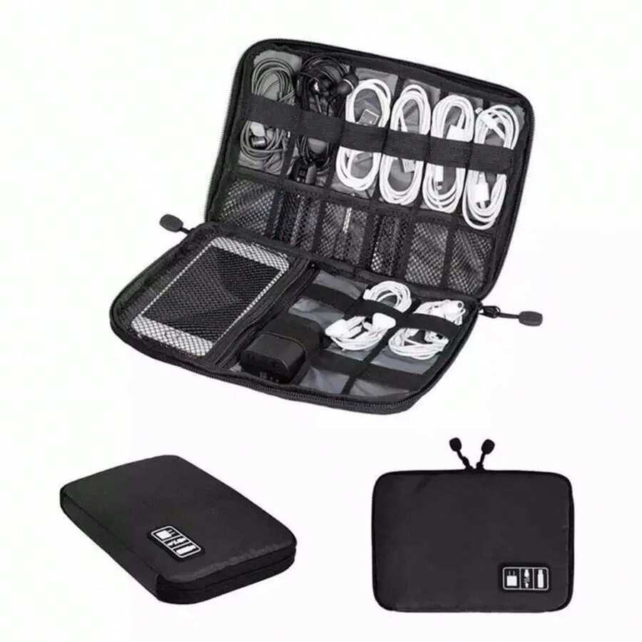 Multifunctional Digital Data Cable Storage Bag Travel Necessary Jorge - 黑色 - 查看 1