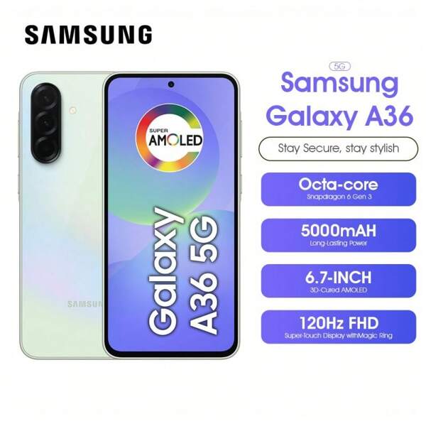 Samsung Galaxy A36 5G Schwarz 256GB Smartphone, 8GB RAM, 50MP Kamera, Android 15, Fingerabdruckscanner, 5000mAh Akkulaufzeit, ohne Ladegerät