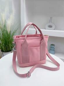 1PC Women's Personalized Ins Canvas Bag, Fashionable And Versatile Commuting Shoulder Bag For Work, Portable Multi-Pocket Storage Bag, Large-Capacity Student Book Handbag With College Style,All-Purpose,Large Capacity,Versatile,Multifunction,Colorful,Cute,Adorable,Contracted,Funny,Kawaii,Y2K,Minimalist,Commuting,Business Casual,Basics,Custom,Personalized,Unique,Customized,Ideal Gifts For Him,Ideal Gifts For Her,Her,Family,Friends,Girlfriend,For Anniversaries,For Birthdays,For Holiday/ Vacation,For Outdoors/Outings/Travel/Hiking/Stadium/Sports/Climbing,For Business/Commute/Work/Office