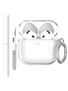1pc Cleaning Brush + 1 Clear Protective Case Suit For AirPods 4/AirPods 4 Pro Wireless Bluetooth Earphone Soft Shell Case - Clear - View 6