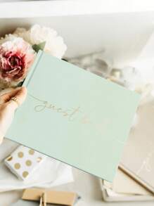 Libro de invitados para bodas - Elegante libro de invitados para bodas, bautismos, fiestas, bodas y eventos especiales - 100 páginas en blanco para que firmen los invitados y fotos - Decoración para el hogar (Verde)