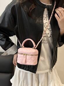 Lightweight Mini Chain Bag Quilted Handbag Bucket Bag Suitable For Girls, College Students And Office Workers - Pink - View 4