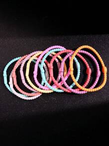 Set de 10 piezas de brazaletes elásticos de silicona multicolor personalizados de moda para hombres, joyería para deportes al aire libre