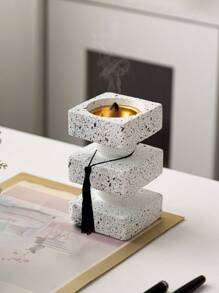 1 Peça Queimador de Incenso Quadrado de Resina para Mão, Textura Pontilhada, Preto e Branco, Estilo Moderno Minimalista, Suporte de Incenso para Hotel, Casa, Escritório, Sala de Estar, Decoração de Feriado