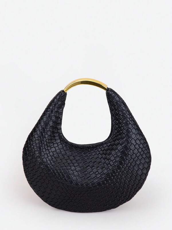 1 Peça Bolsa de Senhoras em Estilo Moderno de Luxo Elegante com Fecho com Sucção de Metal e Hardware, Tecido de Malha de PU Preto, Pode Guardar Telefone Celular, Adequada para Viagens Diárias, Compras, Uso Geral