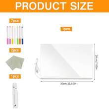 Acrylic LED Blackboard, Erasable LED Acrylic Blackboard, 30cm X 20cm, 7 Colors Erasable Acrylic, With Lights, Acrylic Blackboard, Acrylic LED Message Board, Suitable For Moms, Dads And Kids