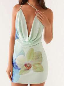 Women's Mini Bodycon Dress Loose Fit Stylish Floral Print/Solid V Neck Sleeveless Dress For Spring Summer