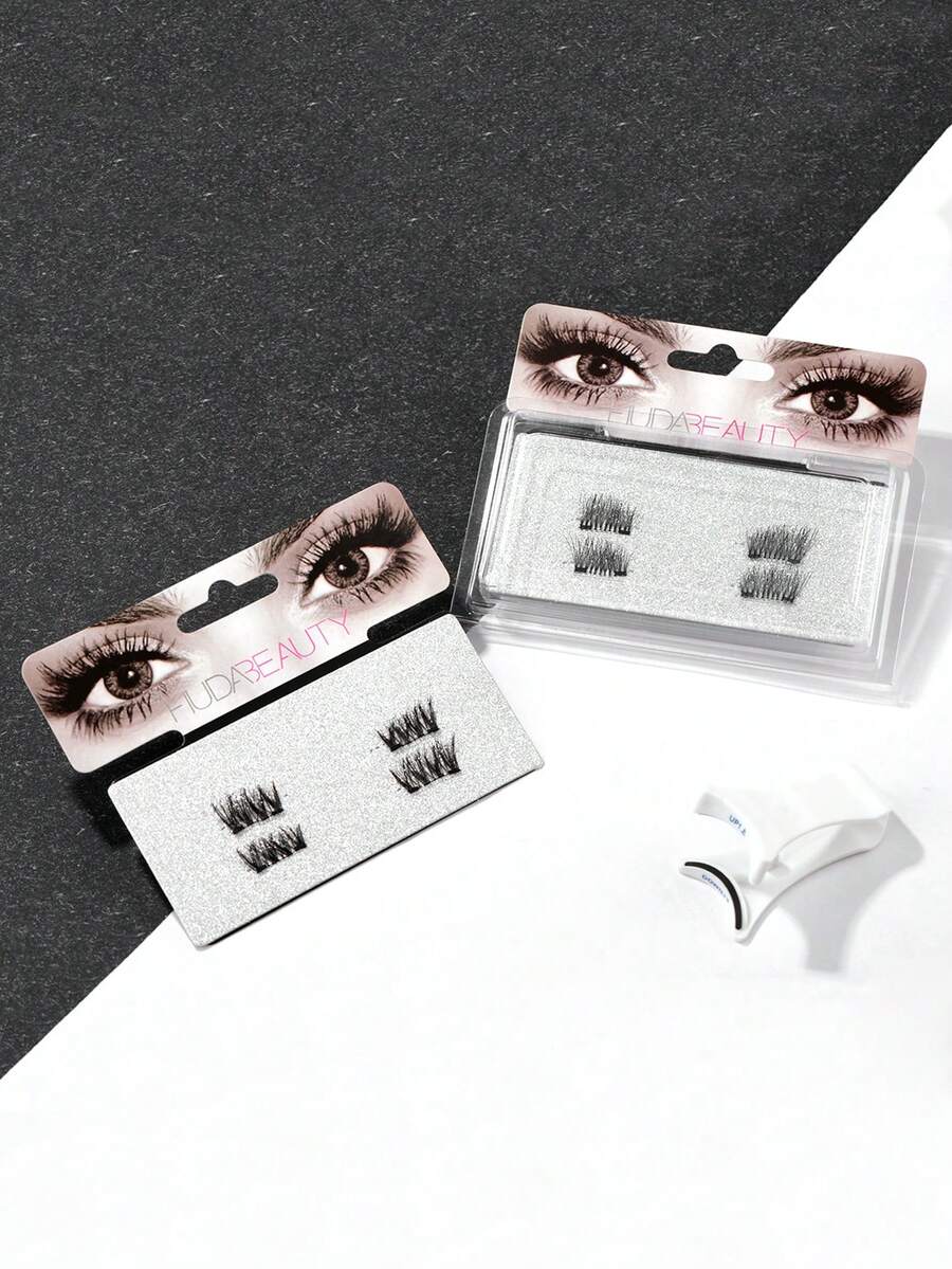 2对天然磁性睫毛套装，配有磁性夹子，外观自然，可重复使用，适合女性聚会或礼物，超轻睫毛套装 - 眼尾拉長款 - 查看 1