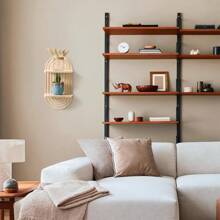 1 Stück Neuer kreativer Wandregal im Boho-Stil mit zwei Ebenen aus Holz für Kerzenhalter & Vase, geeignet für Wohnzimmer, Schlafzimmer, Wandhängendes Regenbogen Boho Kerzenregal für Wohnzimmer, Badezimmer, Schlafzimmer Wanddekoration