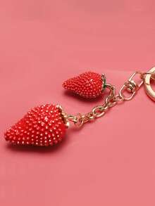 3D Delicious Fruit Red Strawberry Pendant Keychain Cute Strawberries Strings Charms Keyring For Men Women Key Holder Backpack Handbag Ornament Accessories Gift Trinket - Gold - View 12