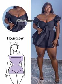 CurvyTilda Mono con cuello de corazón y moño para talla grande para vacaciones románticas
