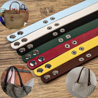 1 对（2 件）PU 皮革手柄带，长度 68 厘米，带 4 个按扣，包带配件替换，8 种颜色可选，适用于手提包、女包、托特包等，也可与延长链组合用于 DIY