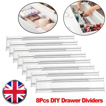 8pcs Clear Plastic Drawer Dividers, Adjustable Closet Organizer For Socks And Makeup Storage, Closet Organizers And Storage