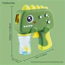 1 PIEZA Adorable pistola de burbujas de dinosaurio de dibujos animados, sin pilas necesarias, presiona continuamente para hacer burbujas, adecuado para juegos de interiores y exteriores para niños, adecuado para que los niños presionen, juego de burbujas, diversión con burbujas, casa de burbujas