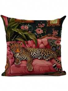 1/2/4pcs Vibrant Leopard Print Polyster Throw Pillow Cover, 17.7x17.7 Inch - Durable, Machine Washable With Zip Closure, Contemporary Style Decorative Cushion Case For Living Room & Bedroom Sofas, Throw Pillows For Couch,Fall Decor,Autumn Decor,Room Decor - Multicolor - View 21