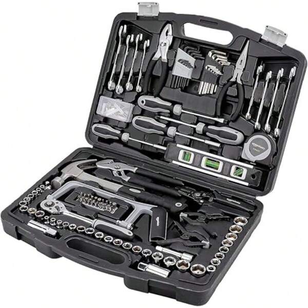46pcs Ratchet Wrench Socket Set, Chrome Vanadium Steel Hand Tool Kit, Auto Mechanics Tools, Toolbox, Men Tools, Tools, Work Tools, Motorcycle Parts, Car Accessories, Tool Bag, Gift For Dad, Mechanic Tool Set, Bicycle Parts, Repair Tool Kit, Screwdriver Set, Outdoor Repair Tools, Storage Box, Home Household Maintenance, Easy To Carry, Christmas Gift