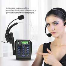 Compacto multifuncional centro de llamadas agente de teléfono Oficina de negocios multifuncional Teléfono Dial Pad Call Center Tráfico Teléfono Auriculares - Negro - Ver 5
