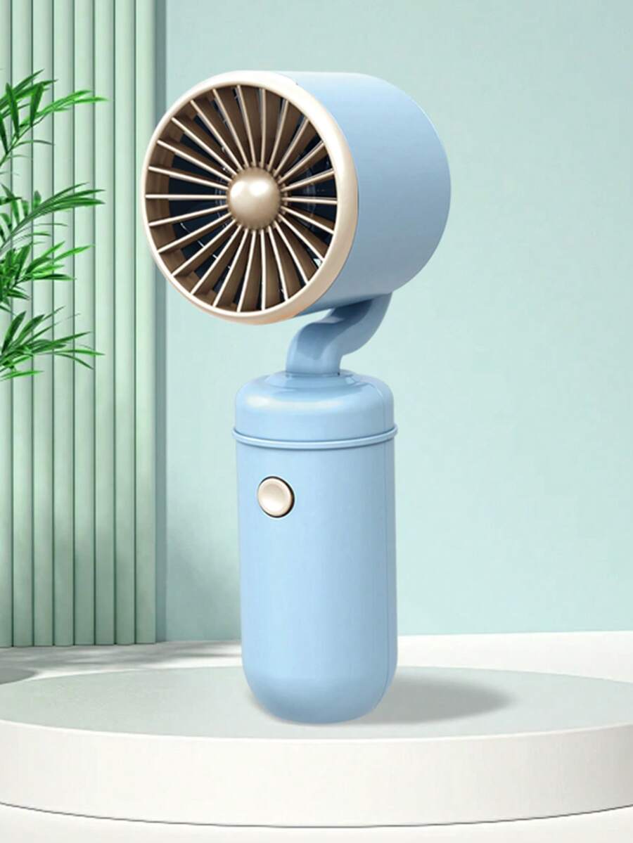 USB Rechargeable Portable Small Fan With Turbo Mini Electric Fan Handheld Simple Desktop Fan - Blue - View 1