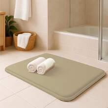 Bluelander Tapete de Baño Antiderrapante Foam, Espuma Viscoelástica Gruesa, Alfombrilla de Baño Antideslizante de Terciopelo, Absorbente y Suave para Todo Hogar (Beige, 1 Pieza) - Beis - Ver 3