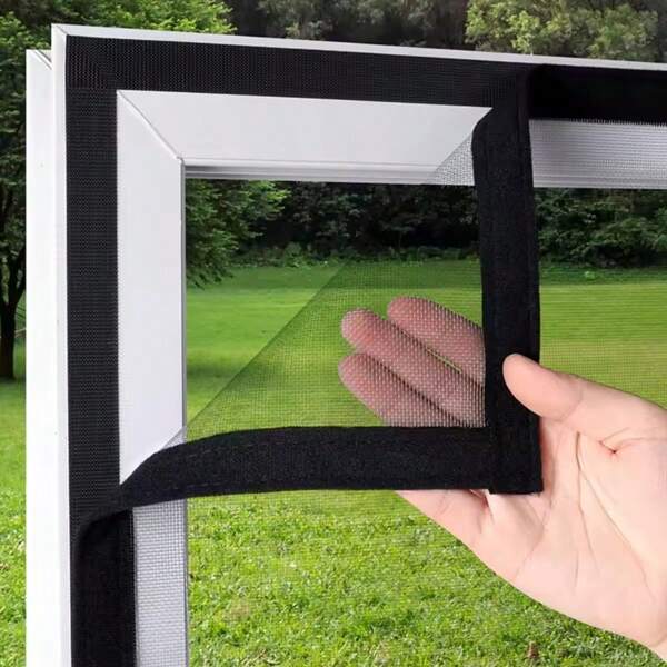1PC Gray Self-Adhesive Window Screen Net, Reusable Mosquito Insect Protection, Fits Various Window Sizes, Easy To Remove & Clean