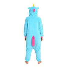 nerd hunters Adult Kigurumi Pajamas Plush Unisex Cosplay Costume Unicorn - 藍色 - 查看 5