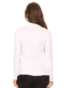 Casual Solid Long Sleeve Drape Open Front Cardigan Lightweight Layering Essential For Everyday Wear  Casual    Asymmetrical    Daily - 白色 - 查看 3