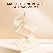 Zeesea 24小时持久哑光粉饼，控油防水，轻盈透气，隐形毛孔，适合油性肌肤，纯素粉饼 - 自然色 - 查看 3