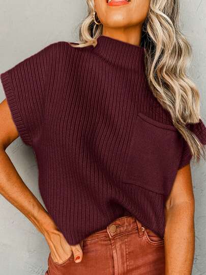 Acelitt Women's Fashionable Loose Knit Casual Top, Versatile Elegant Style For Summer