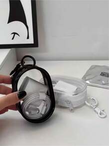 2pcs Transparent Storage Bag Key Ring Data Cable Coin Organiser Thickened Transparent Wallet Key Ring Car Keychain Jewellery Gifts, Back To School Season