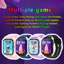 SIMSONLAB Orologio colorato per bambini, ragazzi e ragazze, con fotocamera frontale, torcia elettrica, 18 giochi, connessione Bluetooth, risposta alle chiamate, ricezione messaggi, album fotografico, sveglia e promemoria