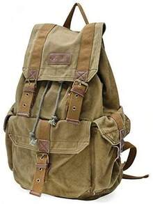 Gootium Canvas Backpack - Vintage Outdoor Backpack Travel Daypack - Small Khaki - View 6