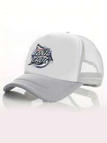 1pc Y2K Shark Print Baseball Cap, Mesh Trucker Hat, Breathable Adjustable Golf Sun Hat, Fashionable Curved Brim Sun Hat For Women/Men, Couples Summer Sun Protection