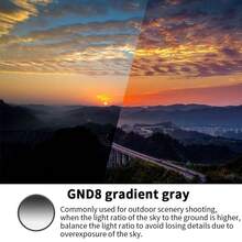 Lightweight Era QZSD, GND8 Medium Gray Filter, Graduated Neutral Density Filter With Soft Gray Gradient Can Be Used For Sunrise And Sunset Photography To Balance Light Ratio, Suitable For Nikon, Canon Camera Lenses, Available Sizes Are 40.5mm, 49mm, 52mm, 55mm, 58mm, 62mm, 67mm, 72mm, 77mm, And 82mm. - 漸層灰濾鏡 - 查看 5