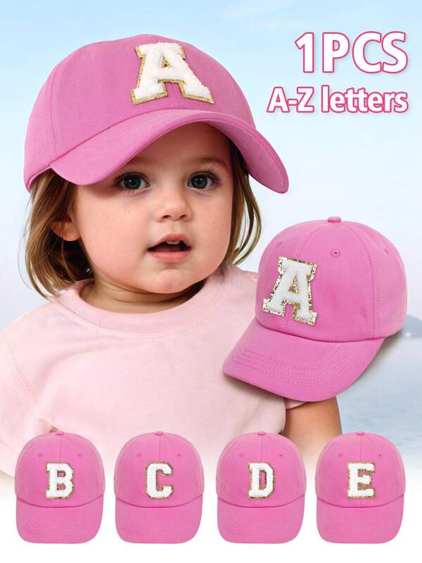 1pc Solid Color Letter Patch Classic Baseball Cap, Suitable For Children Aged 1-5 Years Old, Wear In Spring, Summer, Autumn And Winter
