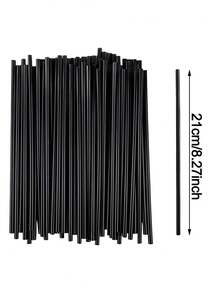 100pcs/200pcs S Black Plastic Disposable Coffee/Drink Straws, Suitable For Milk Tea, Soy Milk, Juice, Coffee, Cocktails, Smoothies, Milkshakes And Cold Drinks,For Hawaiian Parties, Weddings, Birthdays, Pools, Summer, Beaches, Home Use - Multicolor - View 3