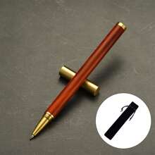 1 pezzo Penna a sfera in ottone/Astuccio in velluto, realizzato in ottone e legno massello, aspetto semplice ed elegante, basso profilo e retrò, punta in carburo di tungsteno ad alta precisione, scrittura fluida, design a spirale all'interno del cappuccio, design ergonomico, adatto come penna regalo, penna per affari, penna per firmare, regalo, premio scolastico e regalo di incentivazione, forniture per ufficio e scolastiche, articoli per il ritorno a scuola