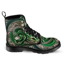 Men's Lace Up Canvas Green High Top Boot - Green - View 3