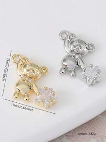 5 Pieces DIY Star Zirconia Pendants, Copper Plated With 18K Available In Gold And Silver Options, Cute Bear Accessory For Making Earrings, Necklaces, Bracelets, Anklets, Can Be Worn Daily Or Given As A Gift To Friends.