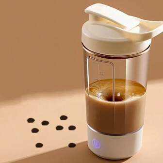 便携式自动摇摇杯，带 USB 充电防堵塞和防溢设计，耐用 PC 材质，适用于咖啡、牛奶、谷物 - 紧凑型旅行杯，适合通勤和外出使用